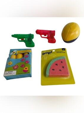 Fun outdoor play set with sidewalk chalk water guns & mini foam football